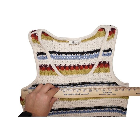 a.n.a Crochet Knit Tank Top | Boho Striped Sleeveless Sweater Vest | Women's M - Picture 8 of 10